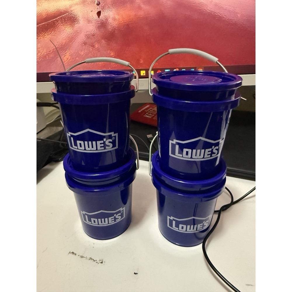 4 Pack Lowe's Mini Bucket 0.5 Quart BPA-Free Polypropylene, With Lid, Food Safe